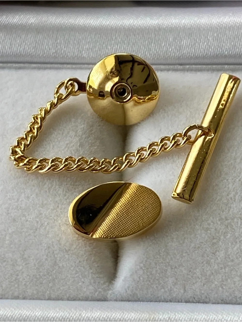 Claiborne Gold-Tone Oval Textured Half-Polish Pin